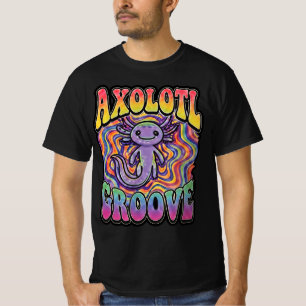 Cute Groovy Hippie Axolotl Retro 70s Rainbow Art T-Shirt