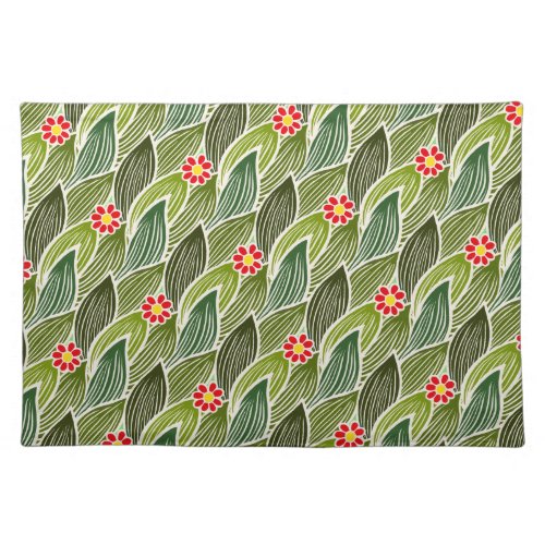  Cute Groovy Hippie Red Green Daisy Floral Pattern Cloth Placemat
