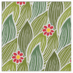 Cute Groovy Hippie Red Green Daisy Floral Pattern Fabric