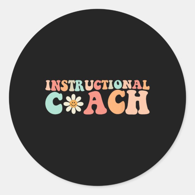 Cute Groovy Instructional Coach Crew Retro Back to Classic Round Sticker (Front)