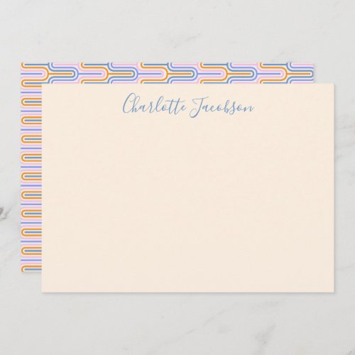 Cute Groovy Lavender Geometric Art Personalized Note Card