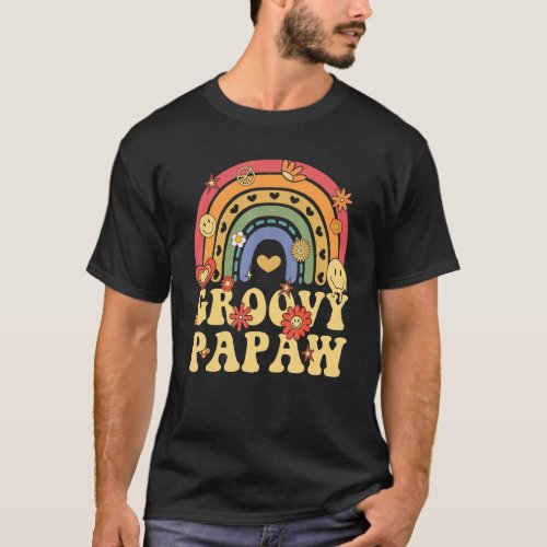 Cute Groovy Papaw  Retro Groovy Rainbow T_Shirt