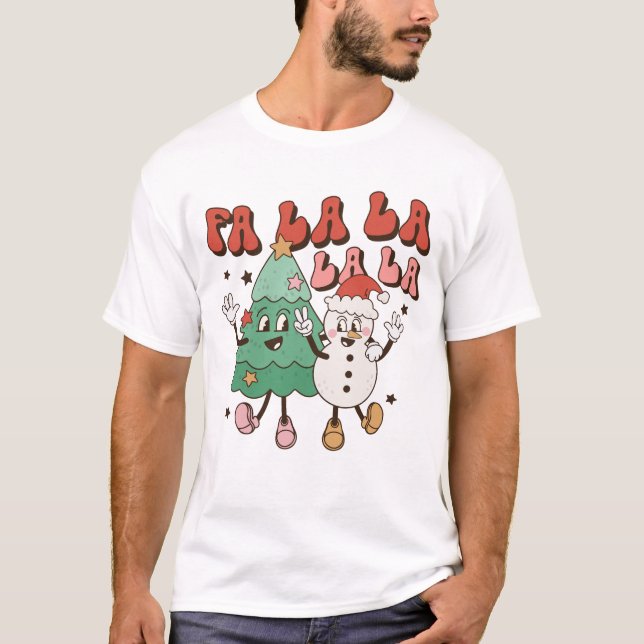 Cute Groovy Retro Christmas T-Shirt (Front)
