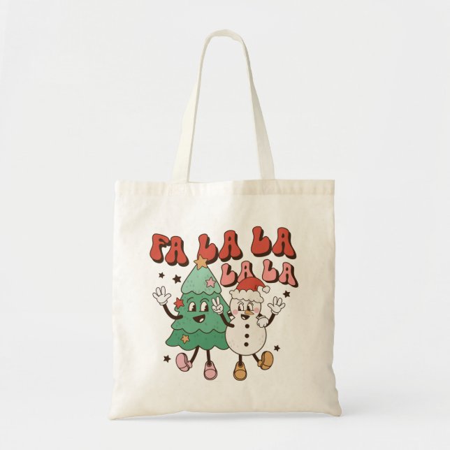 Cute Groovy Retro Christmas Tote Bag (Front)