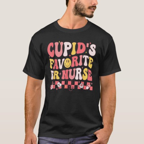 Cute Groovy Retro Cupids Favorite ER Nurse Valent T_Shirt
