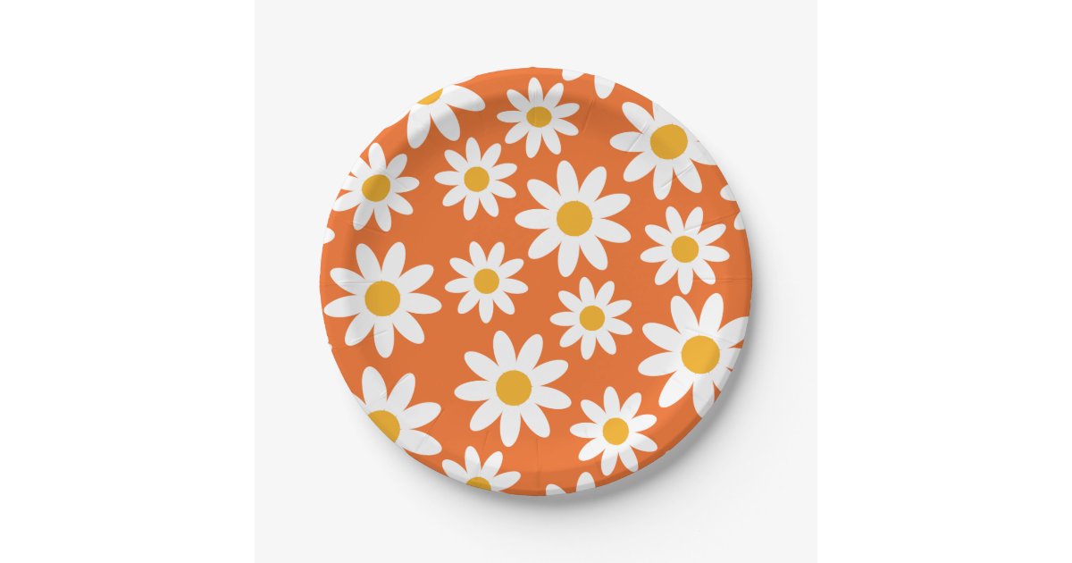 Cute Groovy Retro Daisy Paper Plates Zazzle