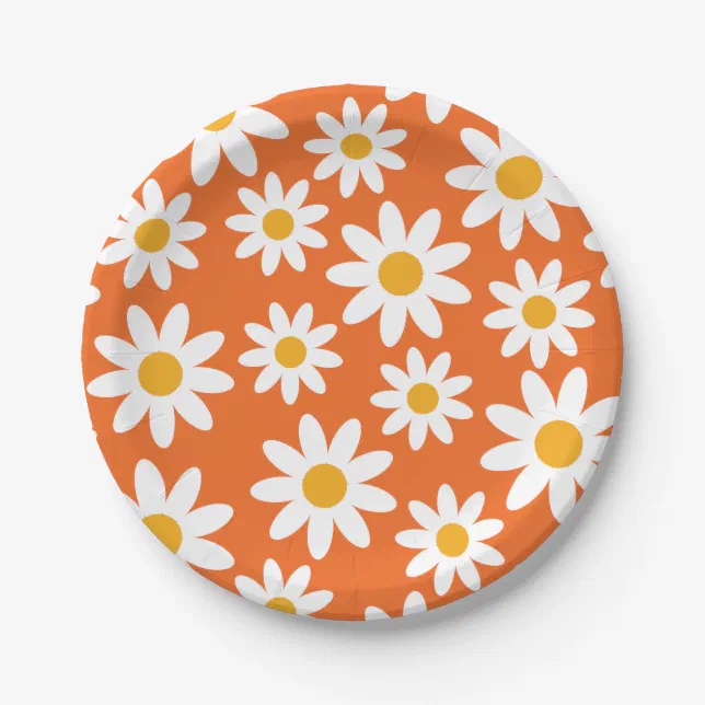 Cute Groovy Retro Daisy Paper Plates Zazzle