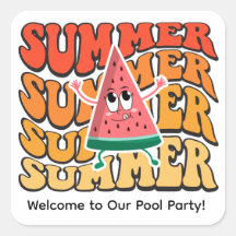 Cute Groovy Retro Summer Watermelon Party