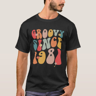 Cute Groovy Since 1981 Colorful Flowers Style  41s T-Shirt