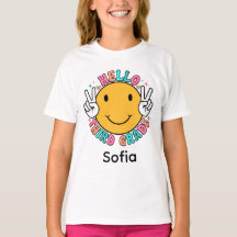 Cute Groovy Smiley Face Hello Third Grade Back To 