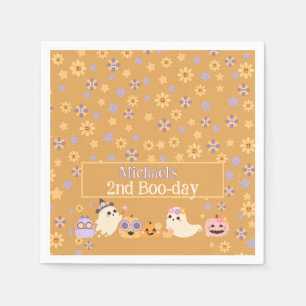 Cute Groovy Spooky Ghost Halloween Birthday Napkins