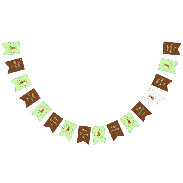 Cute Groundhog and Tulip Flowers Custom Bunting Flags (All)