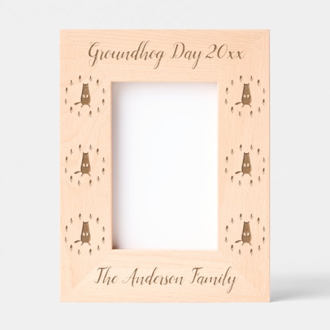 Cute Groundhog and Tulip Flowers Custom Engraved Frames (Front)
