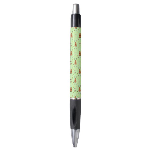Cute Groundhog and Tulip Flowers Patterned Pen (Front Vertical)
