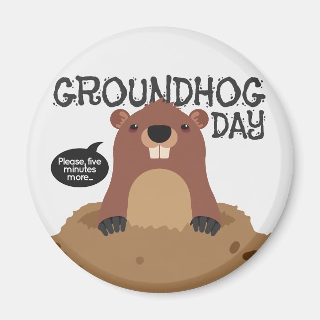 Cute groundhog day cartoon illustration magnet (Front)