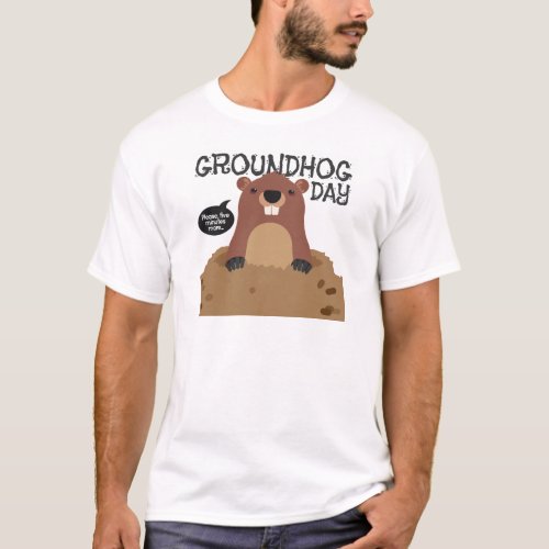 Cute groundhog day cartoon illustration T_Shirt