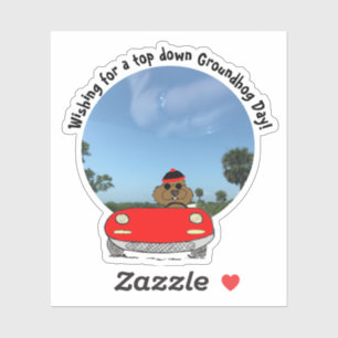 Cute Groundhog in Convertible Sticker