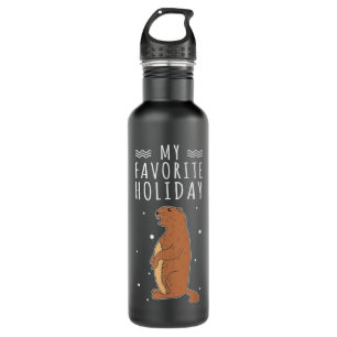 Cute Groundhog Rodent Favorite Holiday Happy Groun Stainless Steel Water Bottle