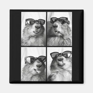 Cute Groundhogs Sungles Cool Forest Animal Photo B Magnet