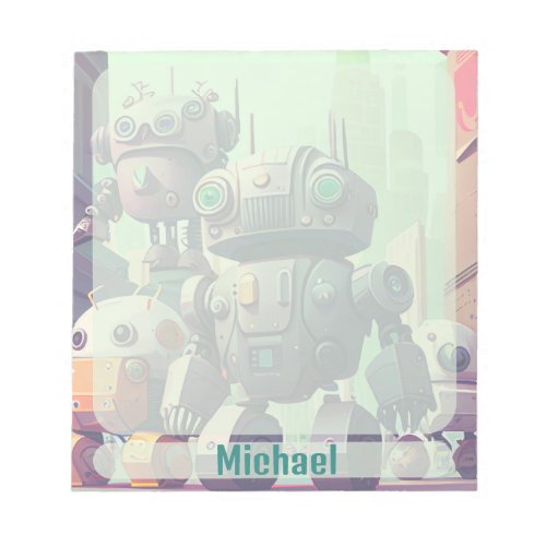 Cute Group of Robots Personalized Notepad