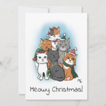 Cute Group Picture of Cartoon Cats
