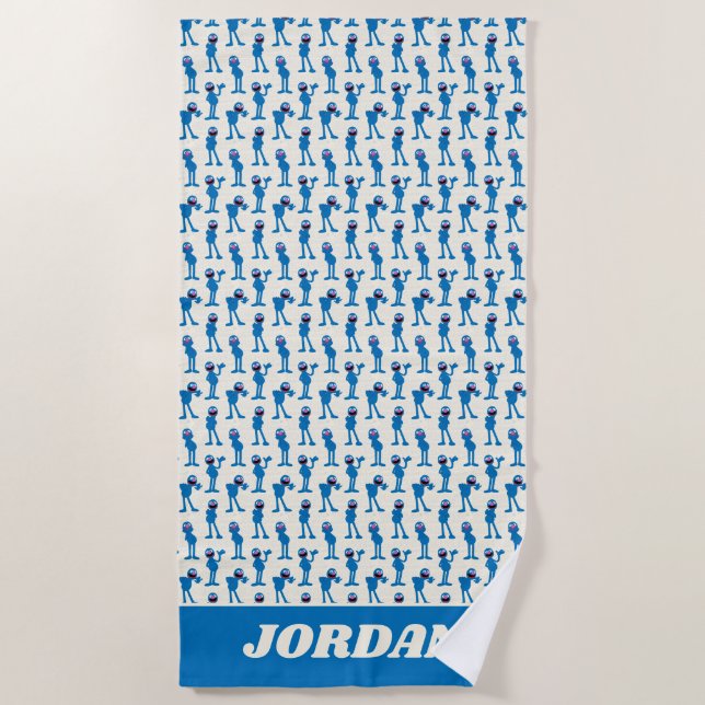 Cute Grover Pattern Beach Towel (Front)