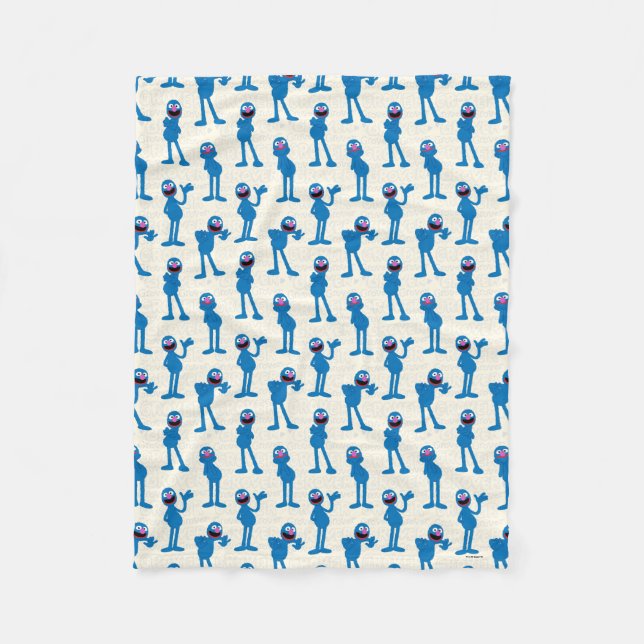 Cute Grover Pattern Fleece Blanket (Front)