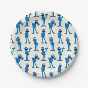 Cute Grover Pattern Paper Plates