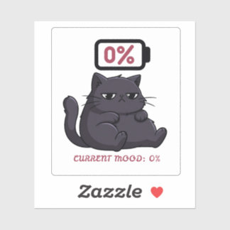 Cute Grumpy Cat Low Battery Social Battery Drained Sticker