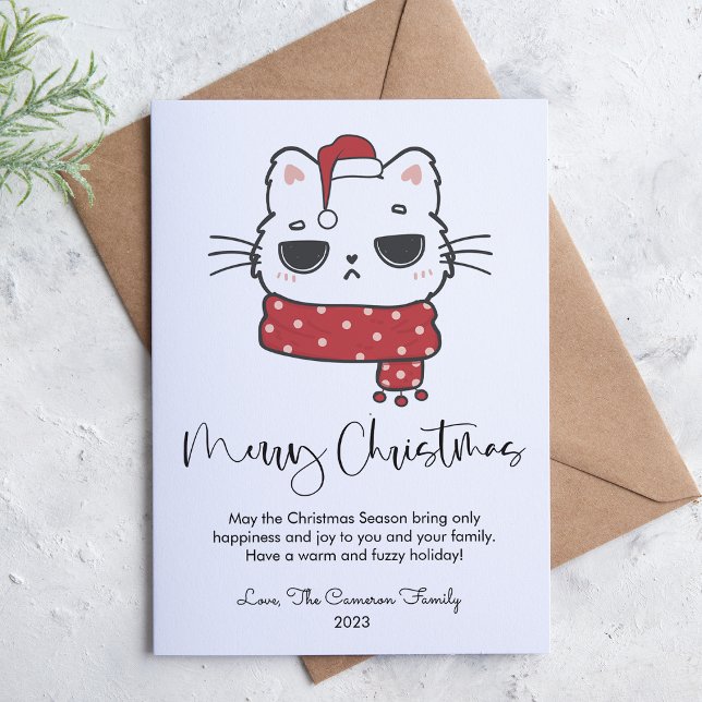 Cute Grumpy Cat Pet Lover Christmas Flat Holiday Card (Creator Uploaded)