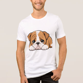 Cute Grumpy English Bulldog Puppy - Sad Bulldog Tri-Blend Shirt