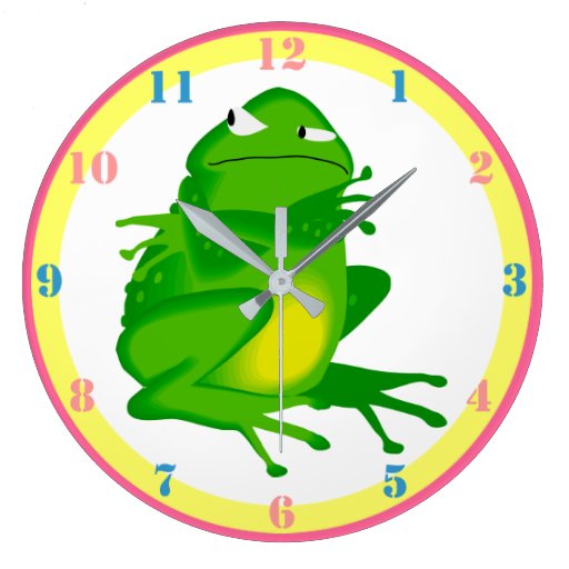 CUTE GRUMPY FROG Kids Wall Clock | Zazzle