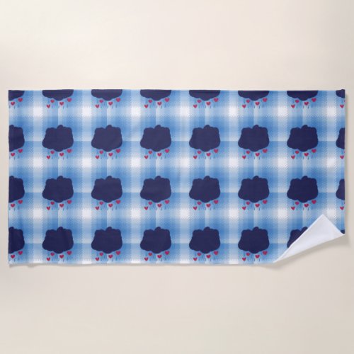 Cute Grumpy Ursine Plaid Beach Towel