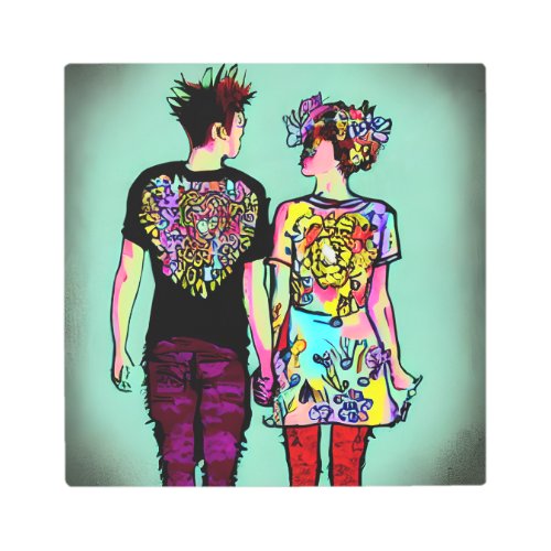 Cute Grunge Punk Rock Couple Holding Hands AI Art