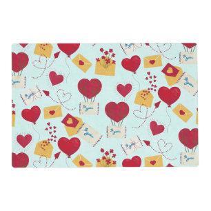 Cute Grungy Pretty Valentine’s Airmail Love Letter Placemat