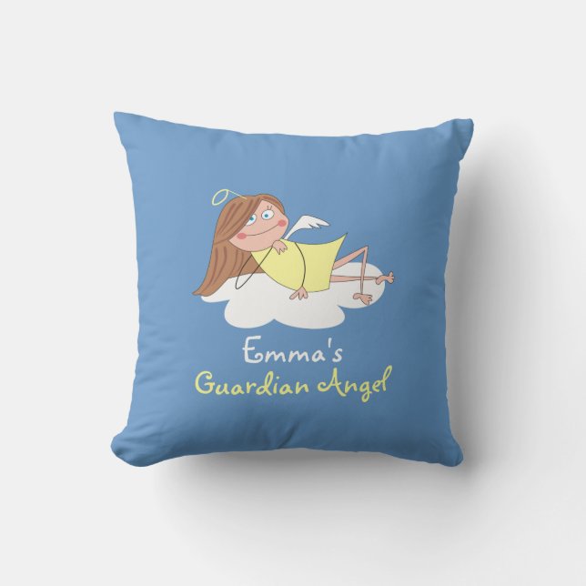Cute Guardian Angel Personalized Kids Pillows (Front)