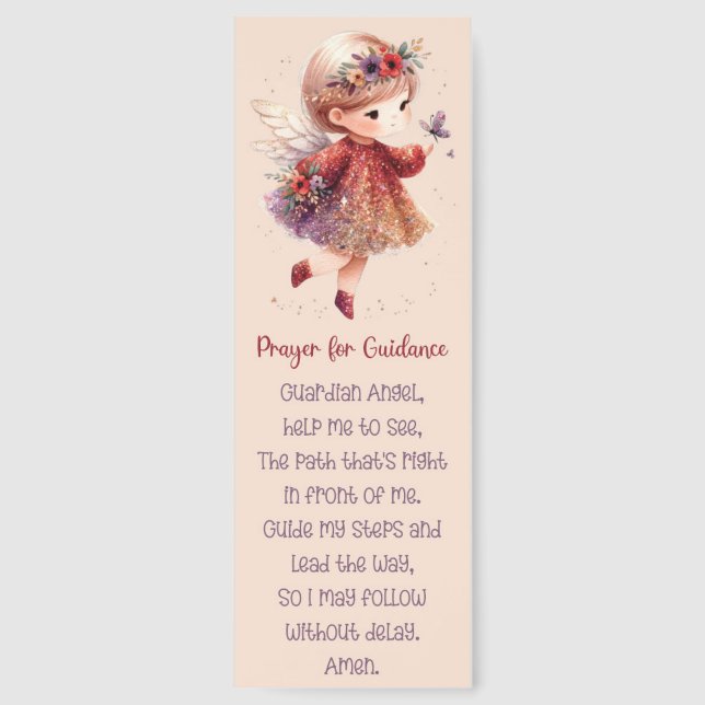 Cute Guardian Angel Prayer Bookmarks (Front)