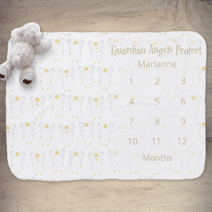 Cute Guardian Angels Protection Milestone Baby Blanket