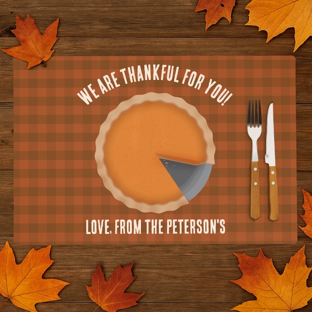 Cute Guests Pumpkin Pie Thanksgiving Placemat (Thanksgiving Pie Dinner Party Placemat
)