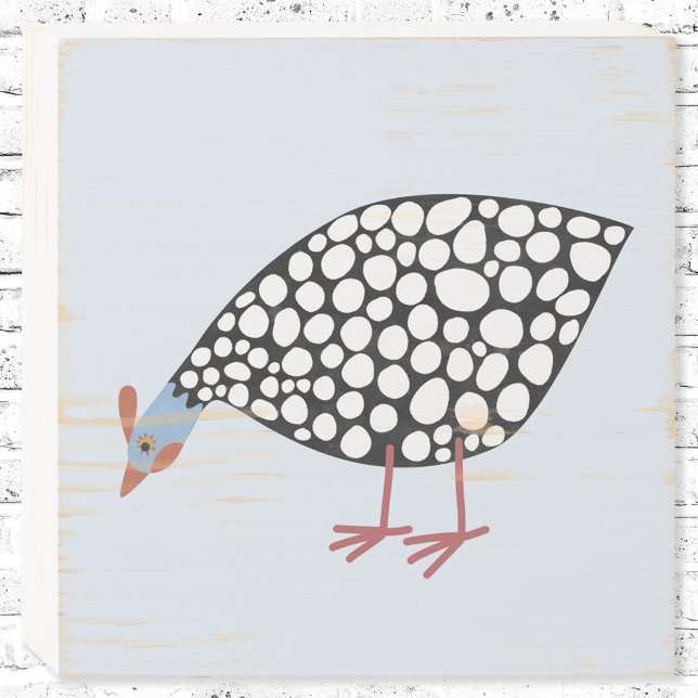 Cute Guinea Fowl Farm Bird Wooden Box Sign (Guinea Fowl wooden box sign)