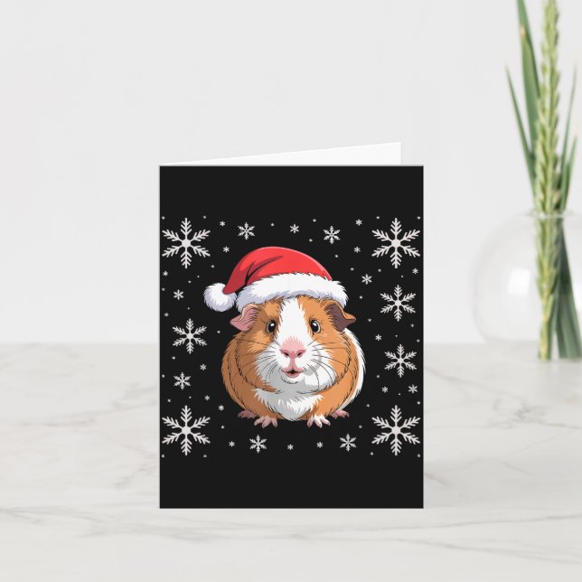 Cute Guinea G Wearing Santa Hat Christmas  Card (Front)