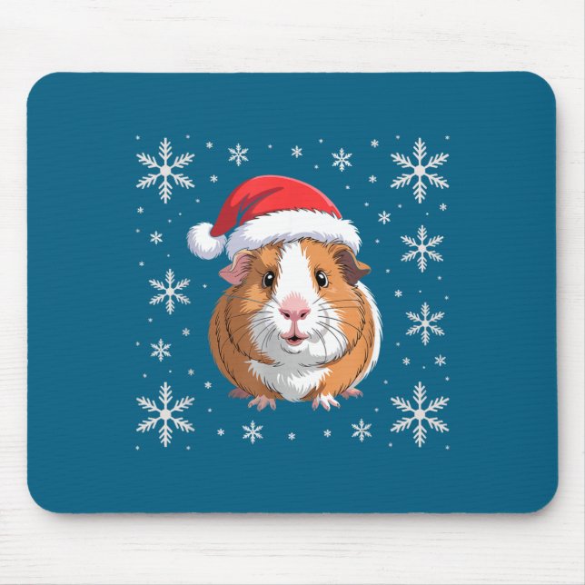 Cute Guinea G Wearing Santa Hat Christmas  Mouse Pad (Front)