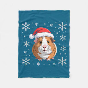 Cute Guinea G Wearing Santa Hat Christmas Premium Fleece Blanket