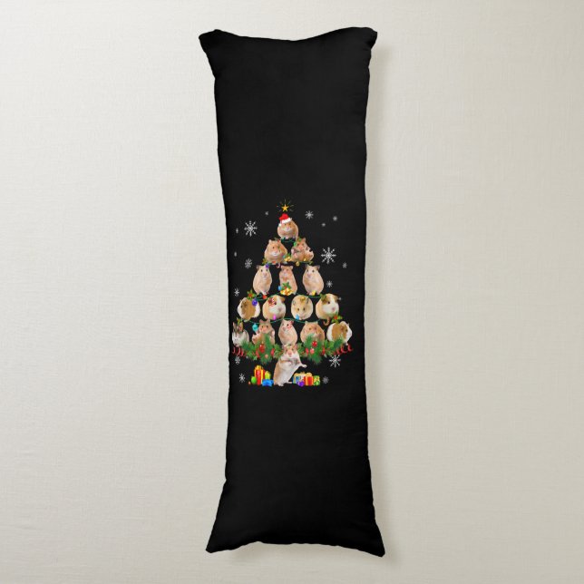Cute Guinea Hamster Pigs Christmas Tree Pet Lover Body Pillow (Front Vertical)