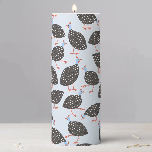 Cute Guinea Hen Bird Pillar Candle (Guinea fowl fun bird pillar candle)