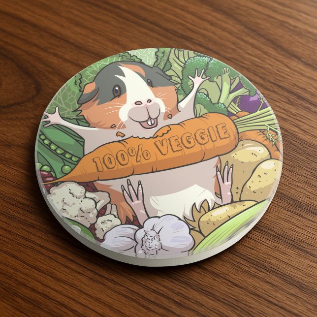 Cute Guinea Pig 100% Veggie Carrot Cartoon Coaster (Creator Uploaded)
