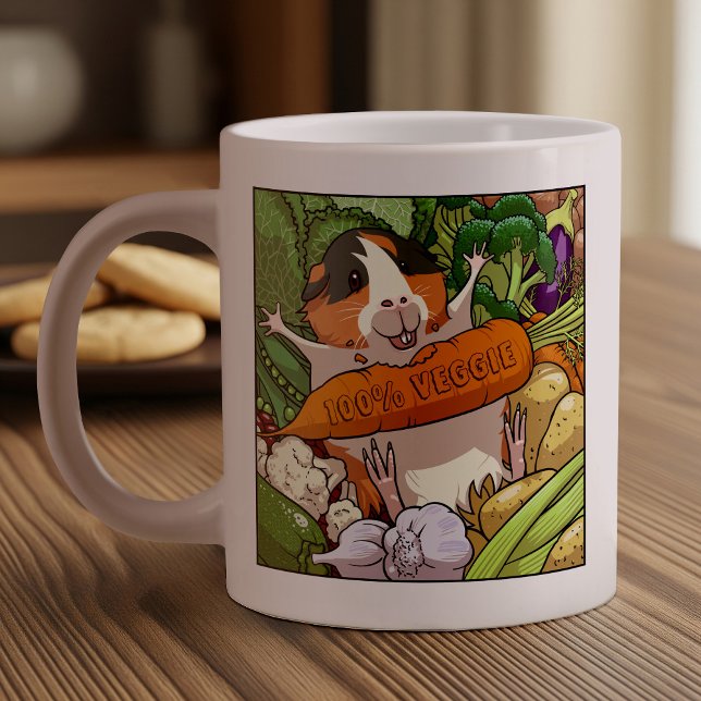 Cute Guinea Pig 100% Veggie Carrot Cartoon Giant Coffee Mug (Creator Uploaded)