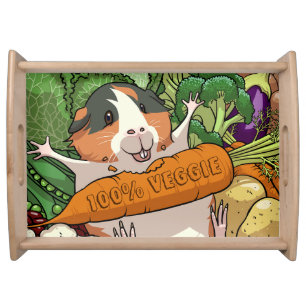 Cute Guinea Pig 100% Veggie Carrot Cartoon Serving Tray