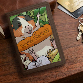 Cute Guinea Pig 100% Veggie Carrot Cartoon Tri-fold Wallet