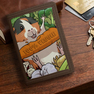 Cute Guinea Pig 100% Veggie Carrot Cartoon Trifold Wallet